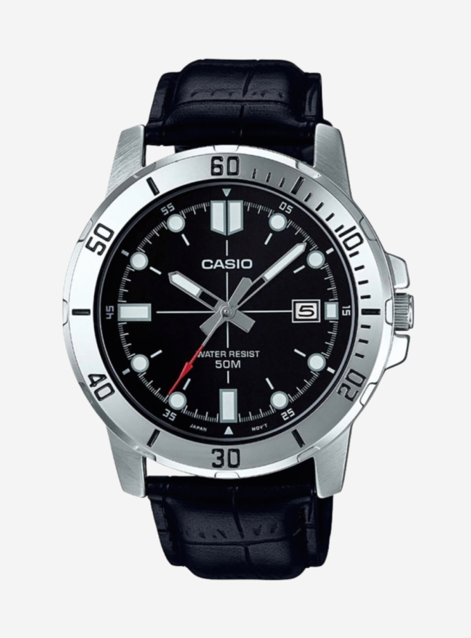 Montre Homme Casio MTP-VD01L-1EVUDF - Bracelet en cuir  noir - Affichage analogique