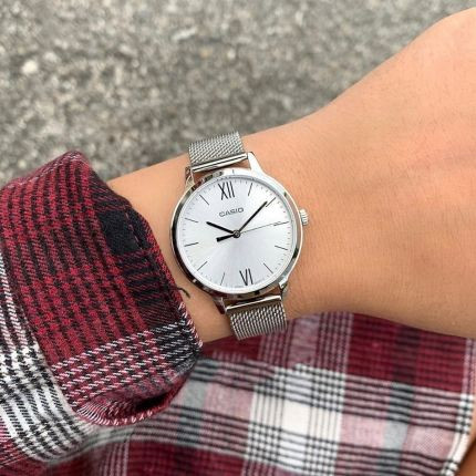 Montre Femme Casio - LTP-E157M-7ADF - Bracelet en acier inoxydable gris - Affichage analogique - Verre minéral