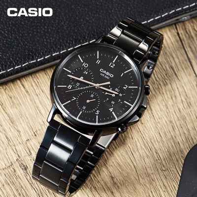 Montre Homme Casio - MTP-E321B-1AVDF - Bracelet en acier inoxydable noir - Chronographe - Verre minéral - Affichage analogique – Image 2