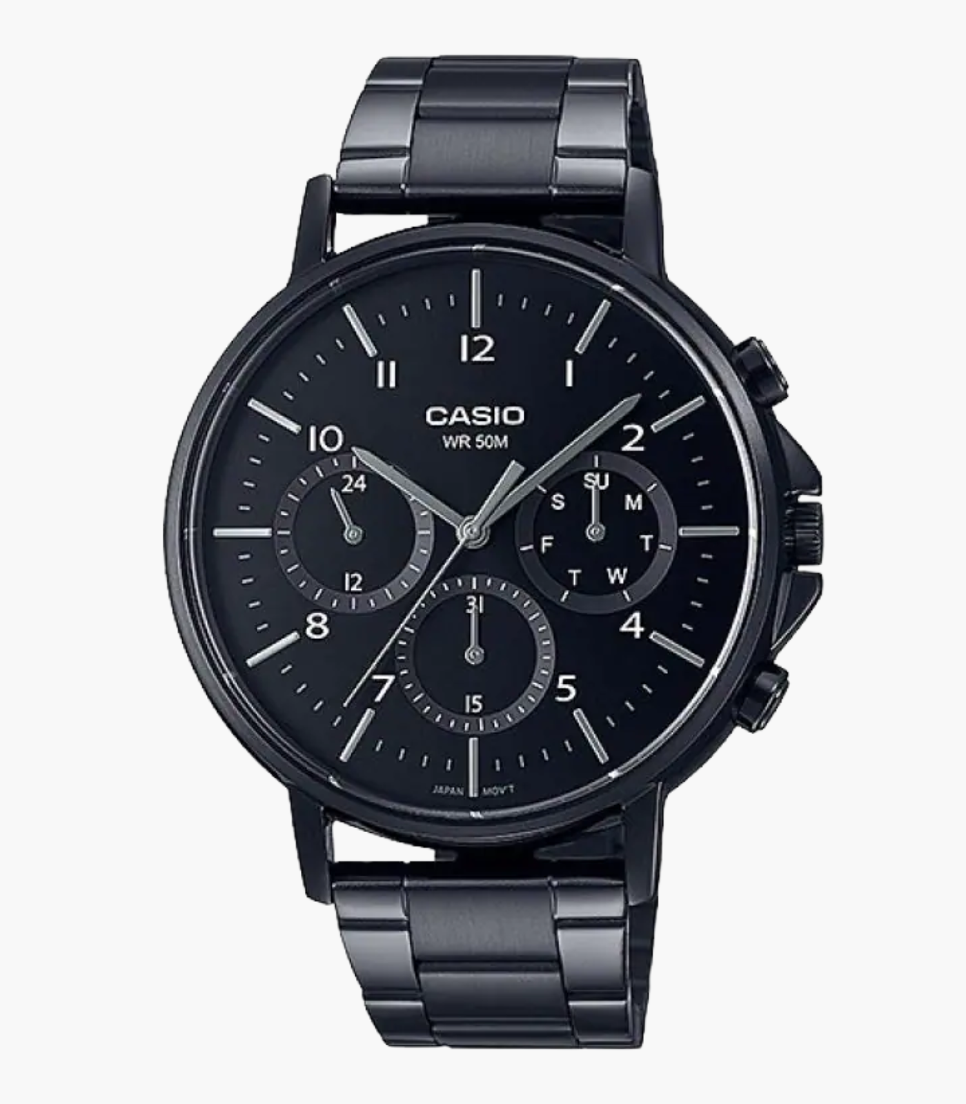 Montre Homme Casio - MTP-E321B-1AVDF - Bracelet en acier inoxydable noir - Chronographe - Verre minéral - Affichage analogique