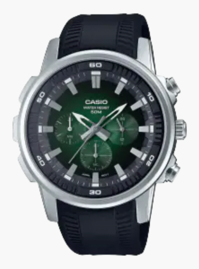 Montre Homme Casio - MTP-E505-3AVDF - Bracelet en Résine noir - Chronographe - Verre minéral