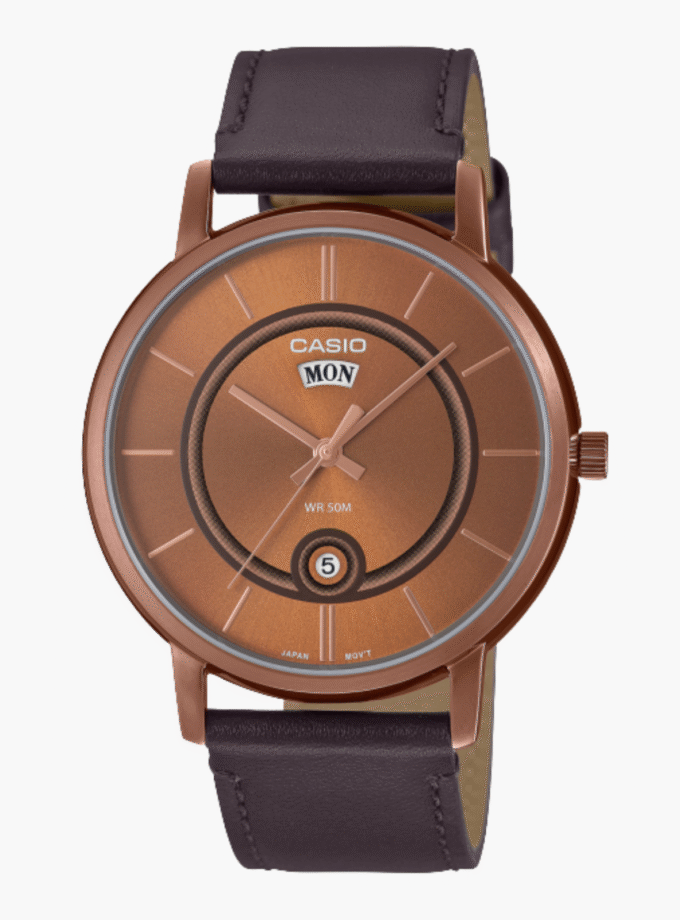 Montre Homme Casio - MTP-B120RL-5AVDF - Bracelet en cuir marron - Verre minéral - Affichage analogique