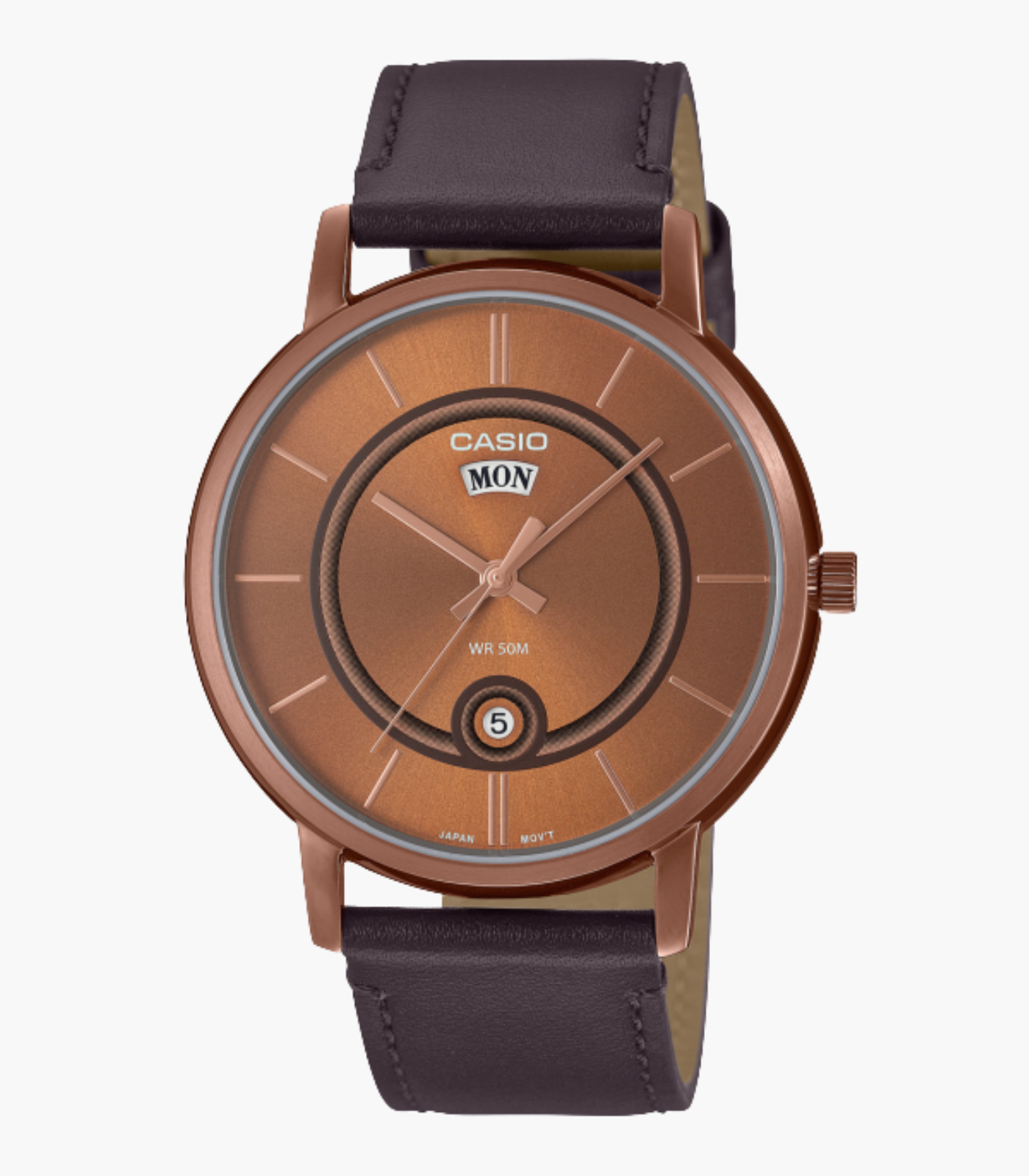 Montre Homme Casio - MTP-B120RL-5AVDF - Bracelet en cuir marron - Verre minéral - Affichage analogique
