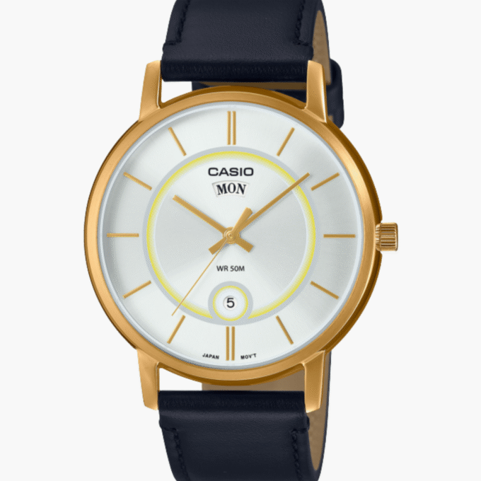 Montre Homme Casio - MTP-B120GL-7AVDF - Bracelet en cuir noir - Affichage analogique - Verre minéral