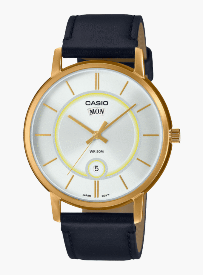 Montre Homme Casio - MTP-B120GL-7AVDF - Bracelet en cuir noir - Affichage analogique - Verre minéral