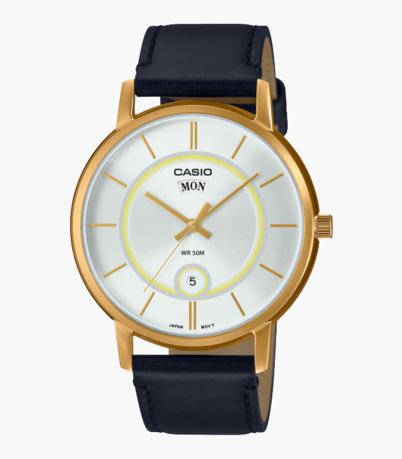 Montre Homme Casio - MTP-B120GL-7AVDF - Bracelet en cuir noir - Affichage analogique - Verre minéral