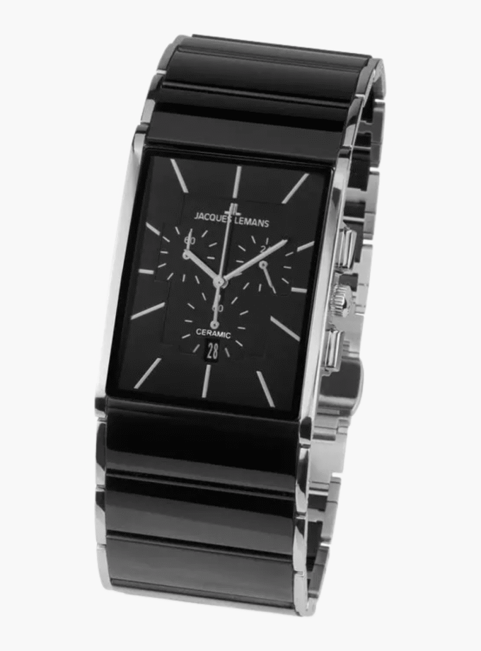 Montre Homme Jacques Lemans - 1-1941A - Céramique - Bracelet en Acier inoxydable noir - Résistante à l'eau
