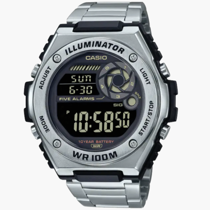 Montre Homme Casio - MWD-100HD-1BVDF - Bracelet en Acier Inoxydable gris - Résistante à l'eau