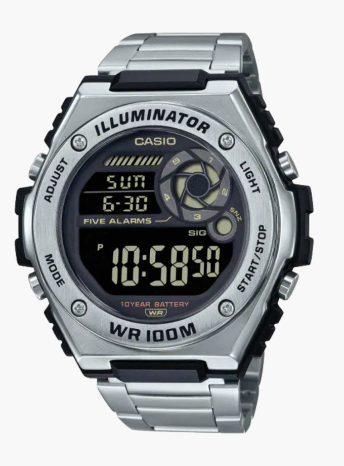 Montre Homme Casio - MWD-100HD-1BVDF - Bracelet en Acier Inoxydable gris - Résistante à l'eau