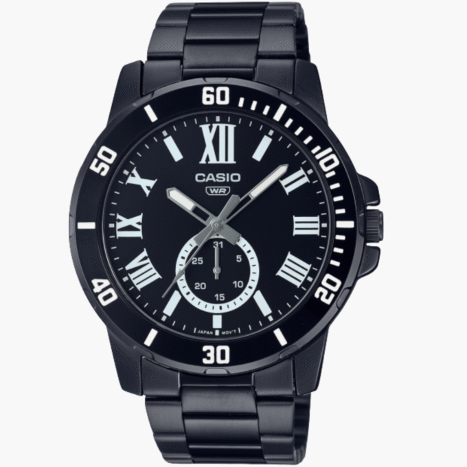 Montre Homme Casio - MTP-VD200B-1BUDF - Bracelet en Acier Inoxydable noir - Résistant à l'eau