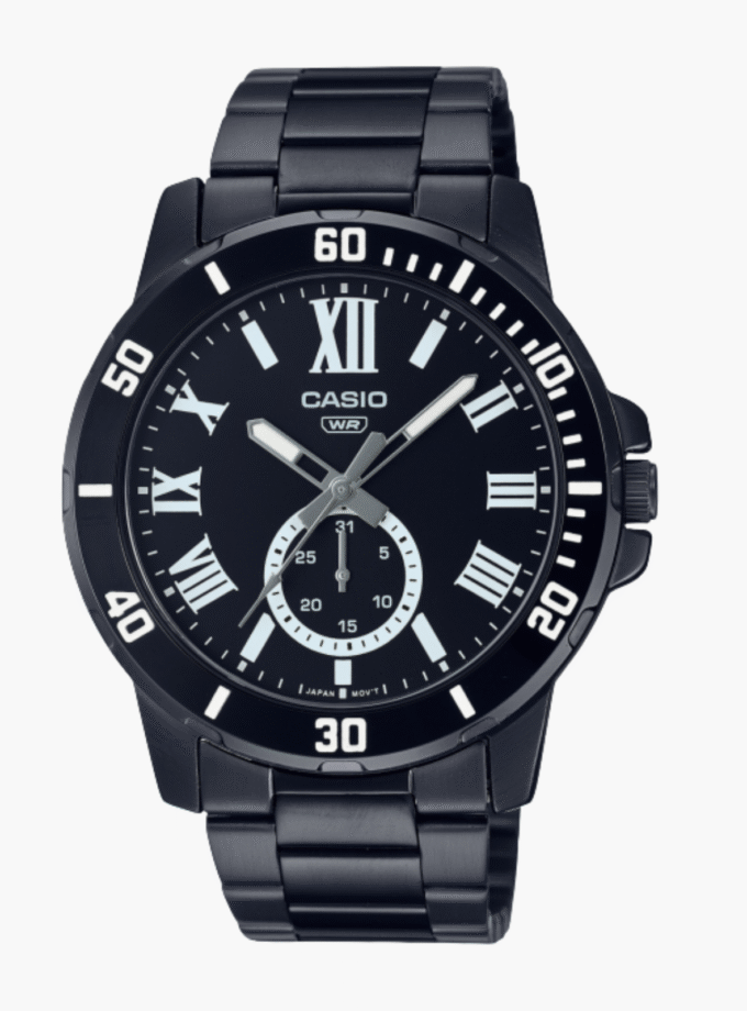Montre Homme Casio - MTP-VD200B-1BUDF - Bracelet en Acier Inoxydable noir - Résistant à l'eau
