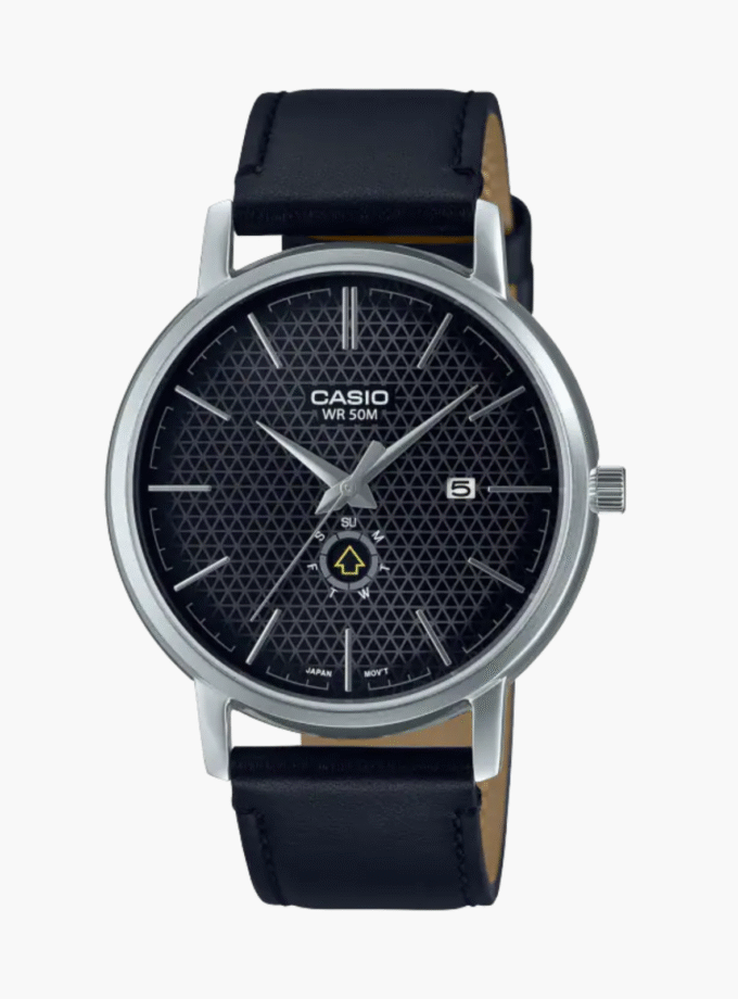 Montre Homme Casio - MTP-B125L-1AVDF - Bracelet en Cuir noir - Résistant à l'eau - Dateur