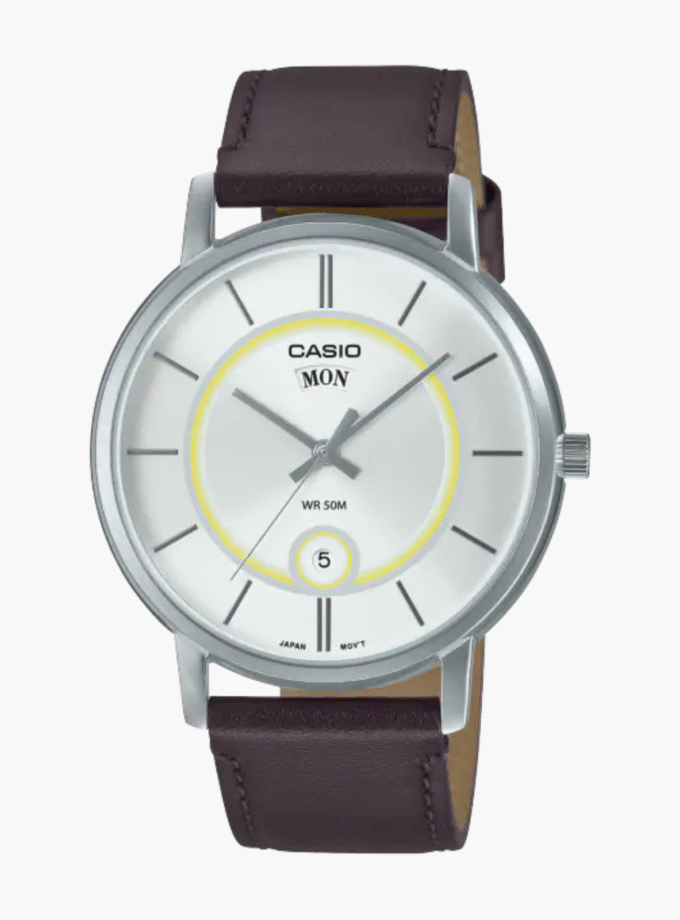 Montre Homme Casio - MTP-B120L-7AVDF - Bracelet en cuir marron - Résistant à l'eau