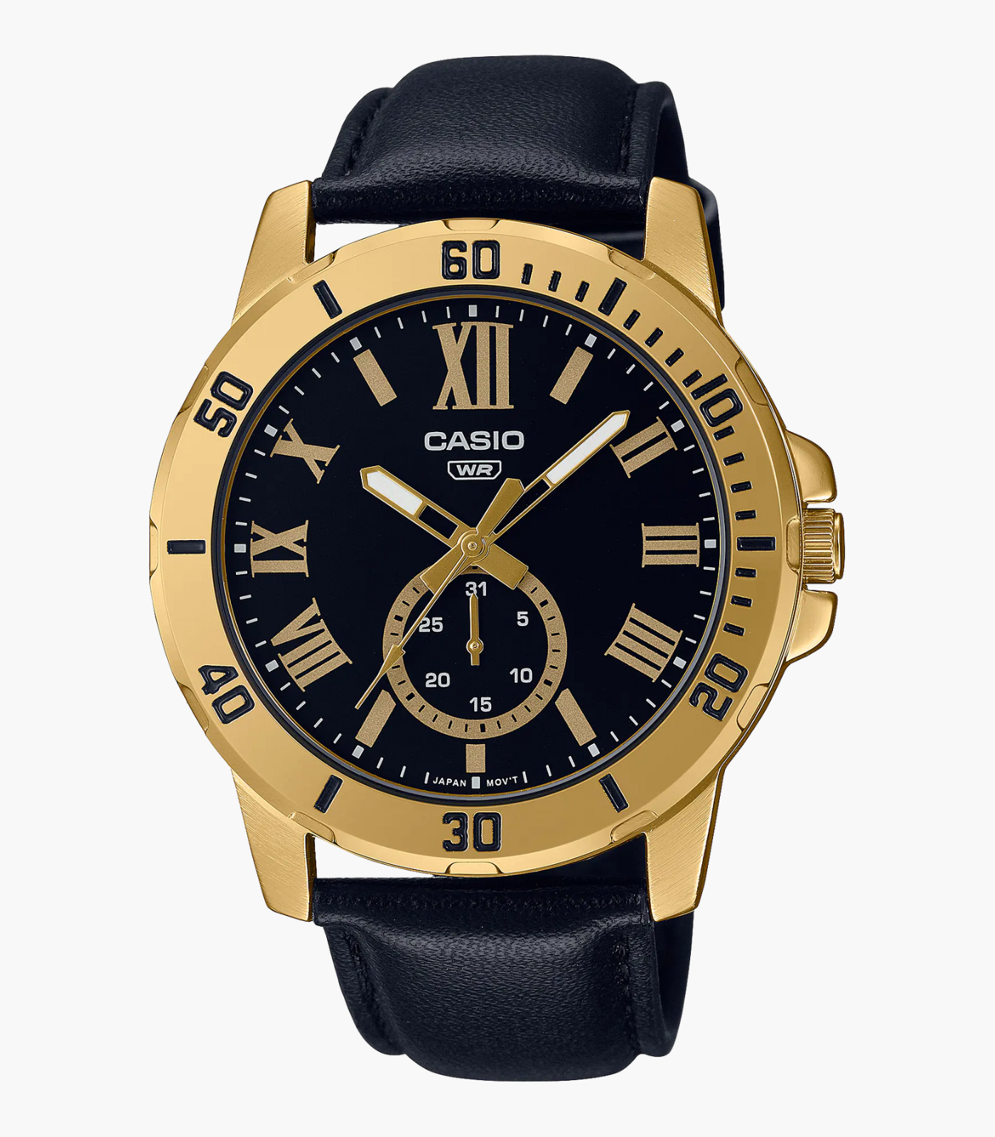 Montre Homme Casio - MTP-VD200GL-1BUDF - Bracelet en Cuir noir - Résistant à l'eau – Image 3