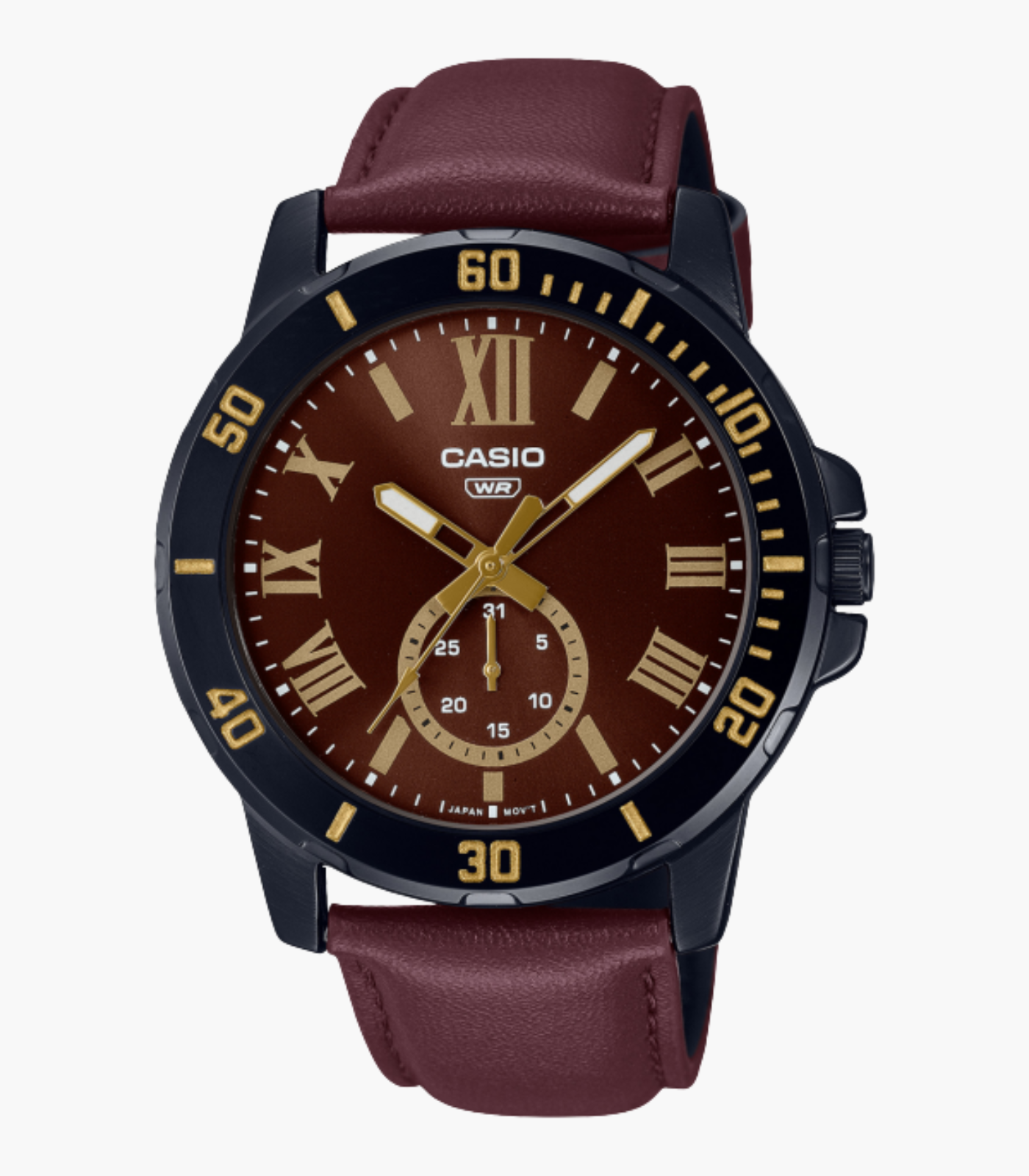 Montre Homme Casio - MTP-VD200BL-5BUDF - Bracelet en Cuir marron - Résistant à l'eau
