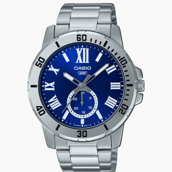 Montre Homme Casio - MTP-VD200D-2BUDF - Bracelet en Acier inoxydable argent - Résistant à l'eau