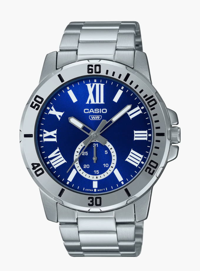 Montre Homme Casio - MTP-VD200D-2BUDF - Bracelet en Acier inoxydable argent - Résistant à l'eau