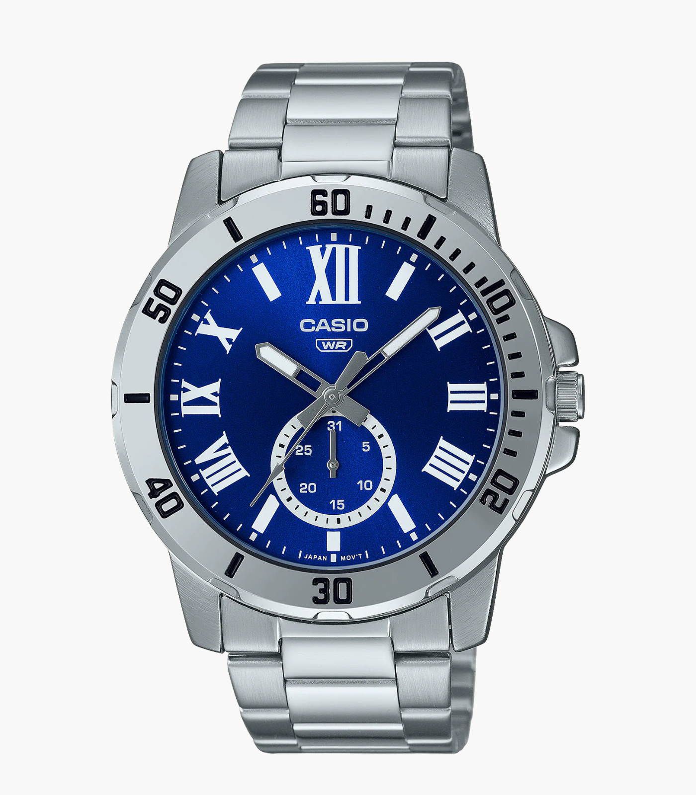 Montre Homme Casio - MTP-VD200D-2BUDF - Bracelet en Acier inoxydable argent - Résistant à l'eau