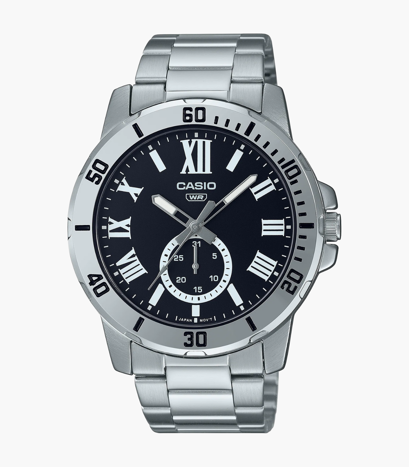 Montre Homme Casio - MTP-VD200D-1BUDF - Bracelet en Acier Inoxydable Argent- Résistant à l'eau