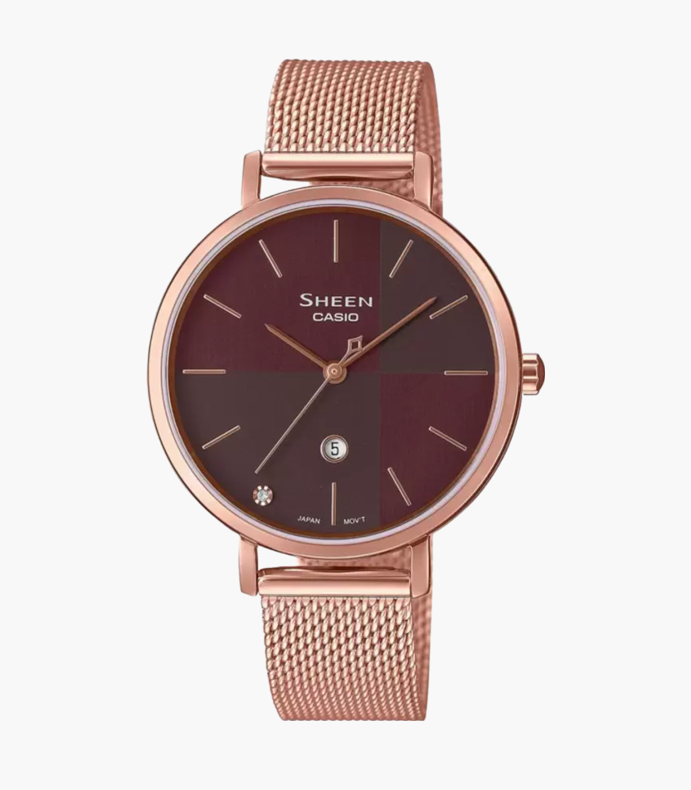 Montre Femme Casio Sheen - SHE-4547PGM-5AUDF - Bracelet Doré Rose en Acier Inoxydable - Verre Saphir - Verre Saphir