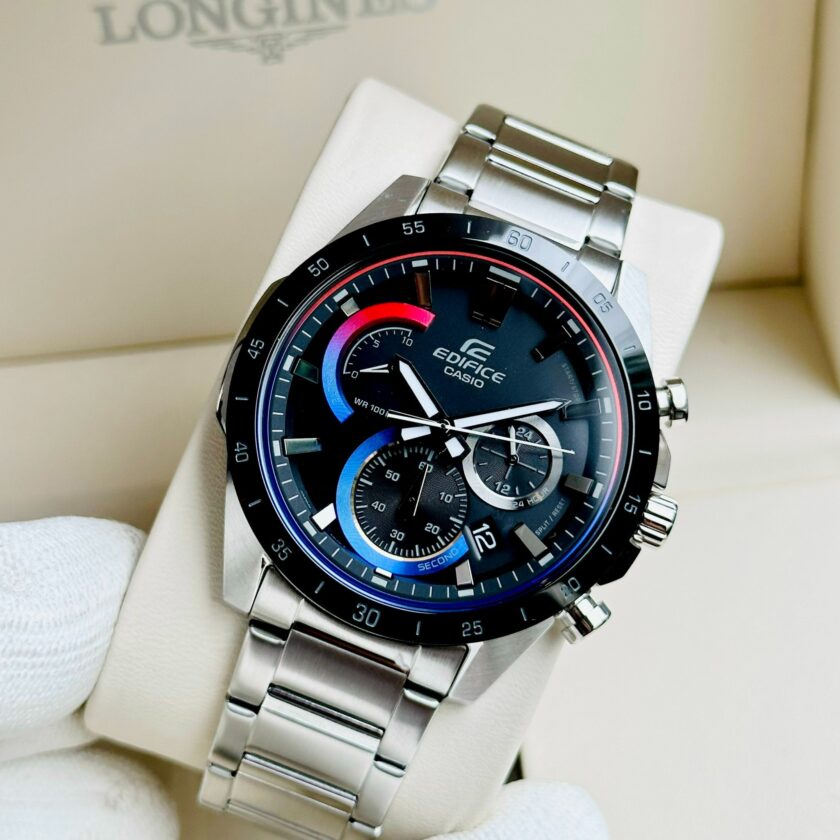 montre homme casio edifice efr 573hg 1avudf bracelet gris en acier inoxydable résistance À l'eau 10 atm