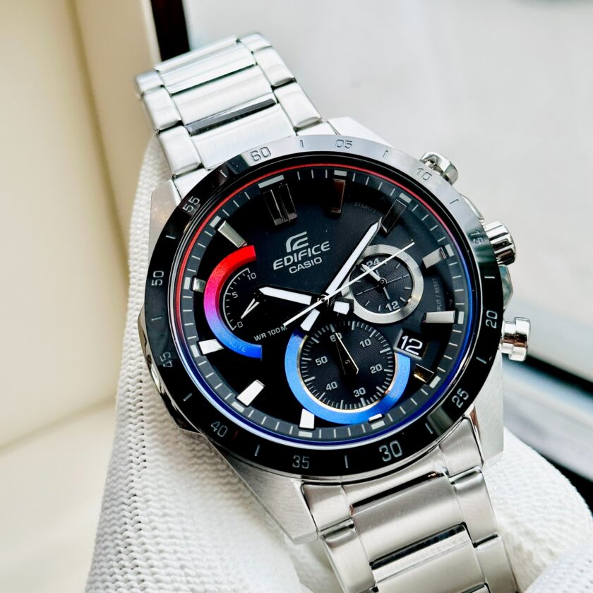 montre homme casio edifice efr 573hg 1avudf bracelet gris en acier inoxydable résistance À l'eau 10 atm