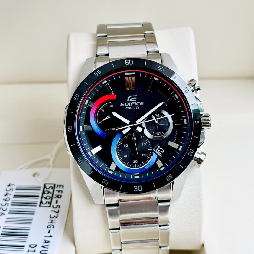montre homme casio edifice efr 573hg 1avudf bracelet gris en acier inoxydable résistance À l'eau 10 atm