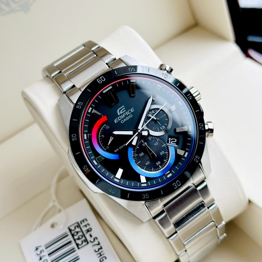 montre homme casio edifice efr 573hg 1avudf bracelet gris en acier inoxydable résistance À l'eau 10 atm