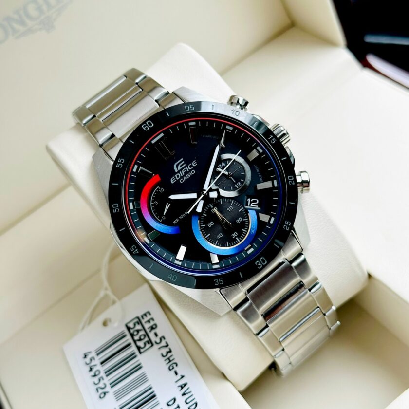 montre homme casio edifice efr 573hg 1avudf bracelet gris en acier inoxydable résistance À l'eau 10 atm