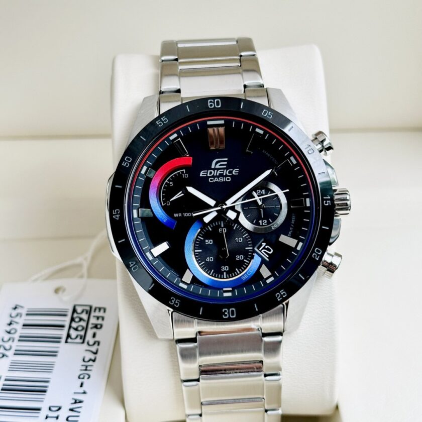 montre homme casio edifice efr 573hg 1avudf bracelet gris en acier inoxydable résistance À l'eau 10 atm