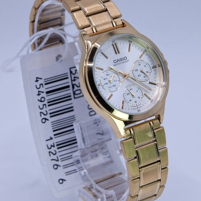 Montre Casio Femme - Bracelet Dorée En Acier Inoxydable -Résistante À L'Eau - 12 Mois De Garantie - Ltp-V300G-9Audf