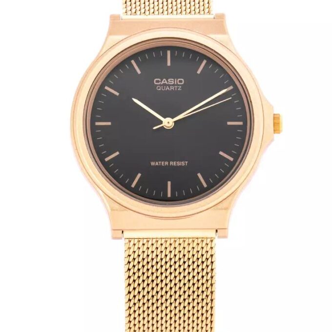 Montre Casio Homme - Bracelet Dorée En Resine -Boitier En Resine - Résistante À L'Eau - 12 Mois De Garantie - Mq-24Mg-1Edf