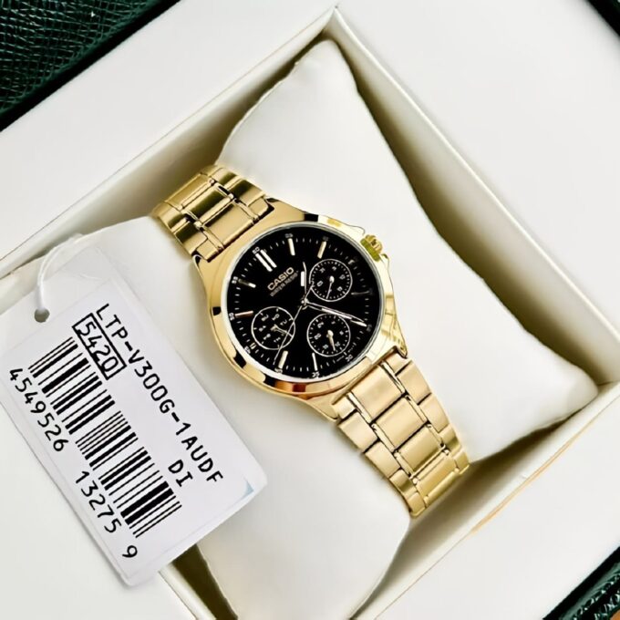 Montre Classique Femme - Casio LTP-V300G-1AUDF - Quartz, Bracelet Acier, Étanche, Affichage Analogique - Or - Référence LTP-V300G-1AUDF