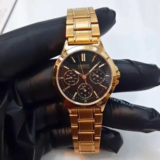 Montre Classique Femme - Casio LTP-V300G-1AUDF - Quartz, Bracelet Acier, Étanche, Affichage Analogique - Or - Référence LTP-V300G-1AUDF