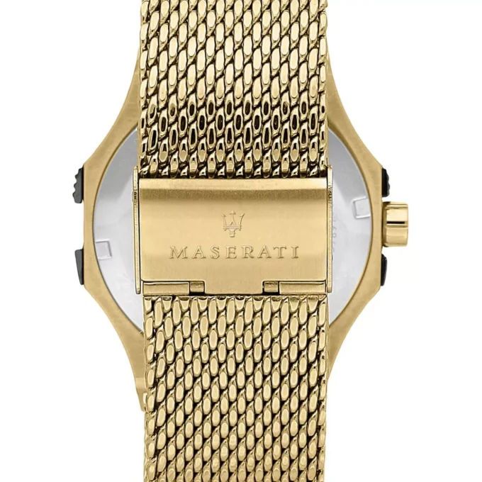 Montre Homme Maserati Potenza Quartz Cadran - Noir - R8853108006 - Bracelet en acier inoxydable doré - Résistant à l'eau