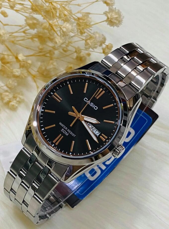 montre casio homme bracelet gris en acier inoxydable résistante À l'eau 12 mois de garantie mtp 1335d 1a2vdf