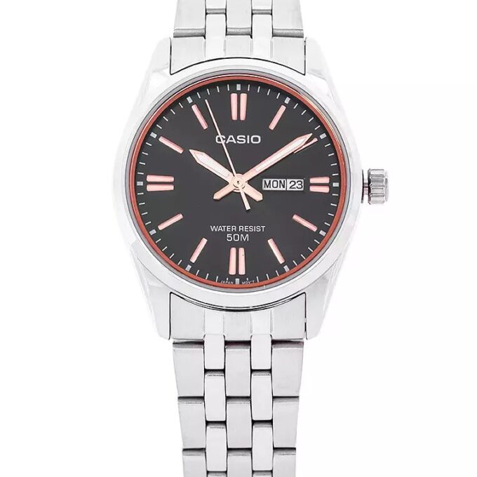 Montre Casio Homme - Bracelet Gris En Acier Inoxydable - Résistante À L'Eau - 12 Mois De Garantie - Mtp-1335D-1A2Vdf