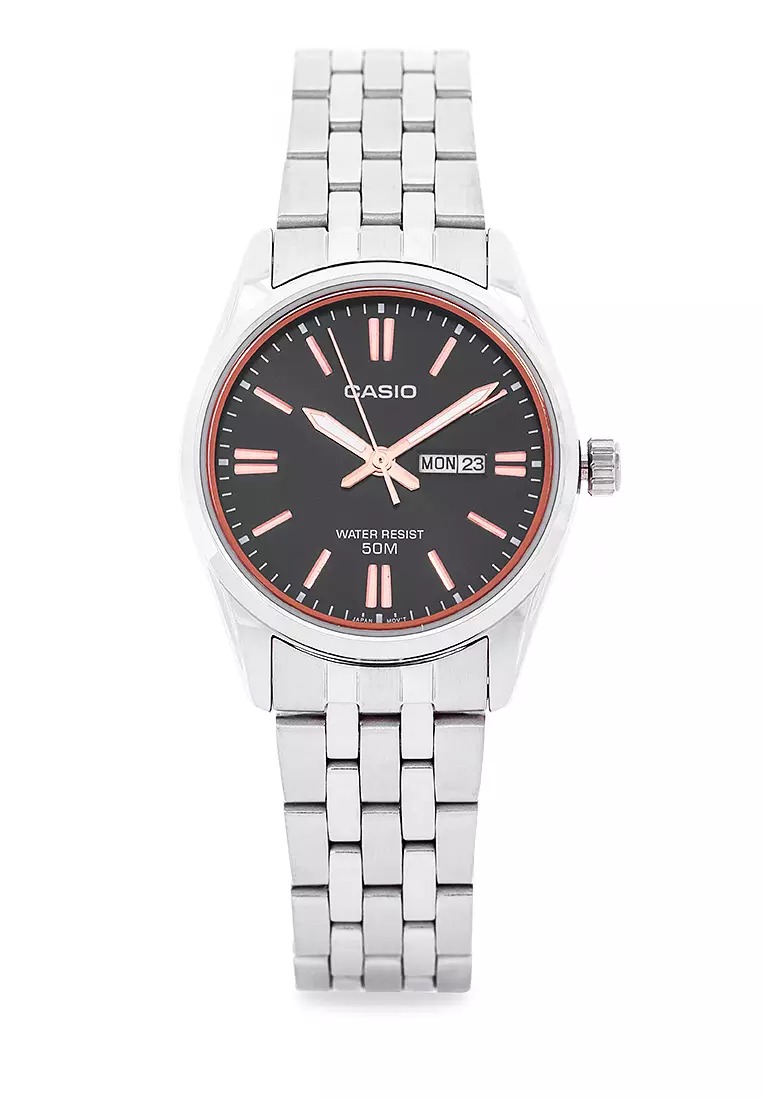 montre casio homme bracelet gris en acier inoxydable résistante À l'eau 12 mois de garantie mtp 1335d 1a2vdf