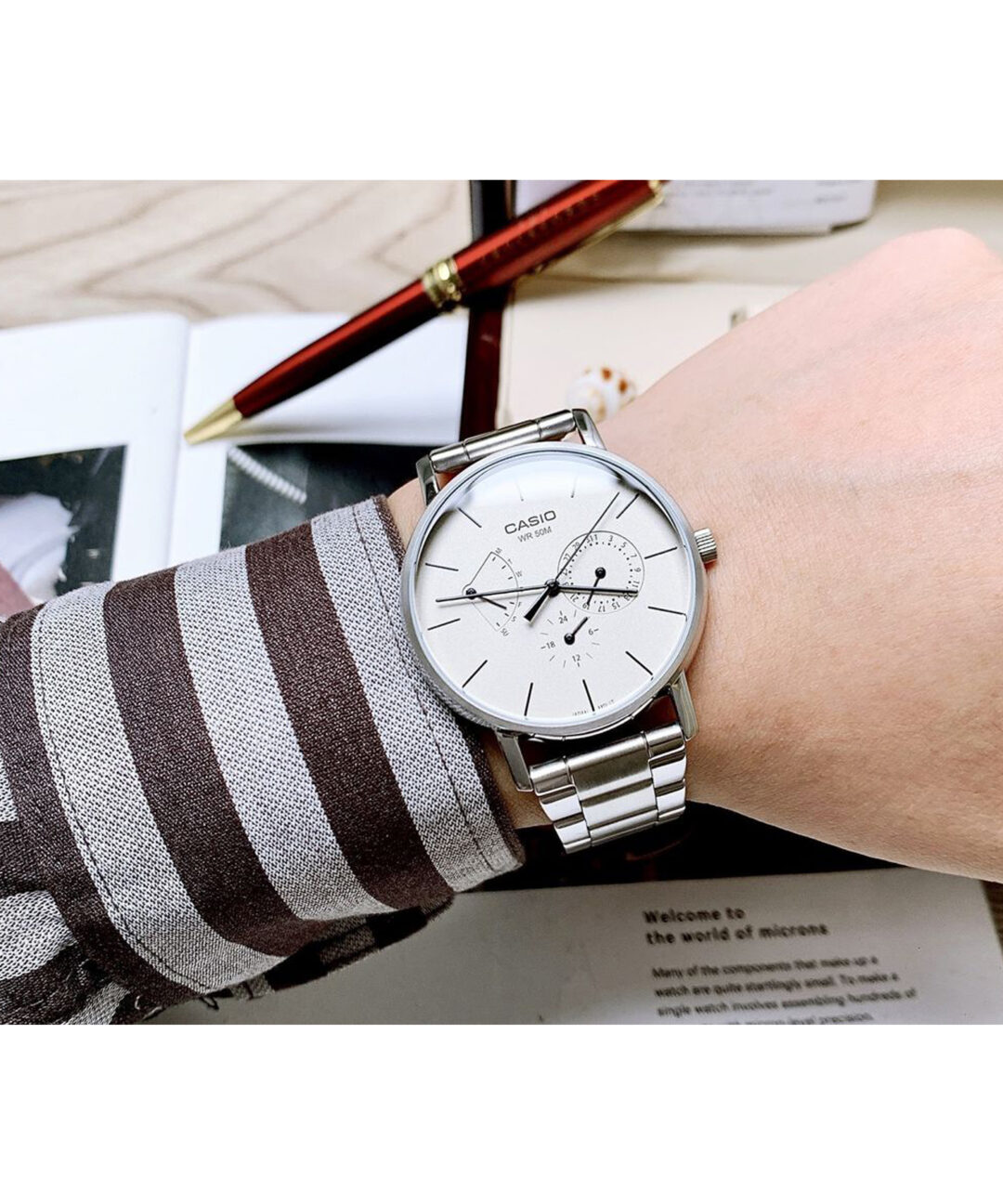 aiwatch_MTP-E320D-9EVDF - Montre Homme Casio - MTP-E320D-9EVDF - Bracelet en cuir marron - Résistant à l'eau