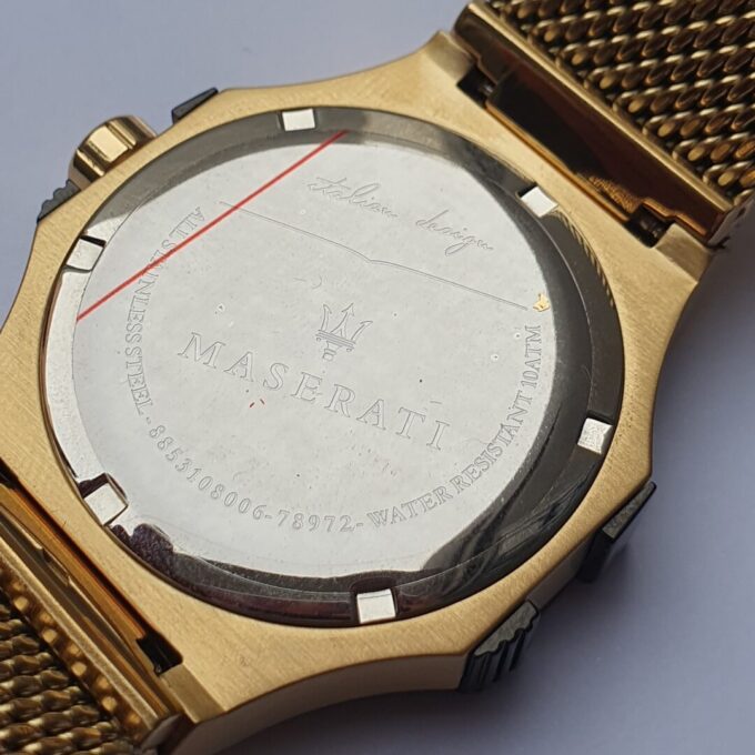 Montre Homme Maserati Potenza Quartz Cadran - Noir - R8853108006 - Bracelet en acier inoxydable doré - Résistant à l'eau