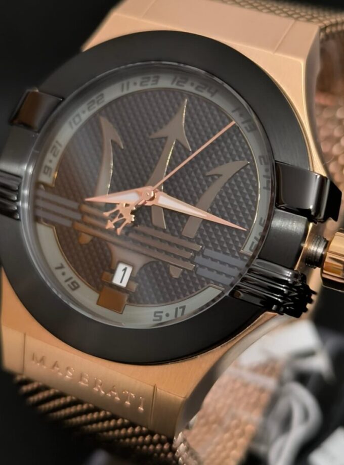 aiwatch_R8853108009 - Montre Homme Maserati Potenza R8853108009 - Bracelet Doré Rose en Acier Inoxydable - Résistance à l'eau 10 ATM