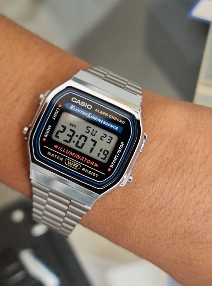 aiwatch_A168WA-1WDF - Montre Casio Vintage Unisexe - Bracelet Gris En Acier Inoxydable - Cadran Gris - Résistante À L'Eau - A168Wa-1Wdf