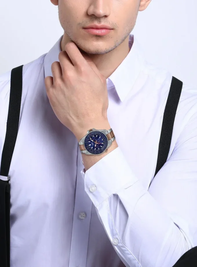 aiwatch_MTP-SW320RG-2AVDF - Montre Casio Homme - Bracelet Gris/Dorée En Acier Inoxydable - Résistante À L'Eau - 12 Mois De Garantie - Mtp-Sw320Rg-2Avdf