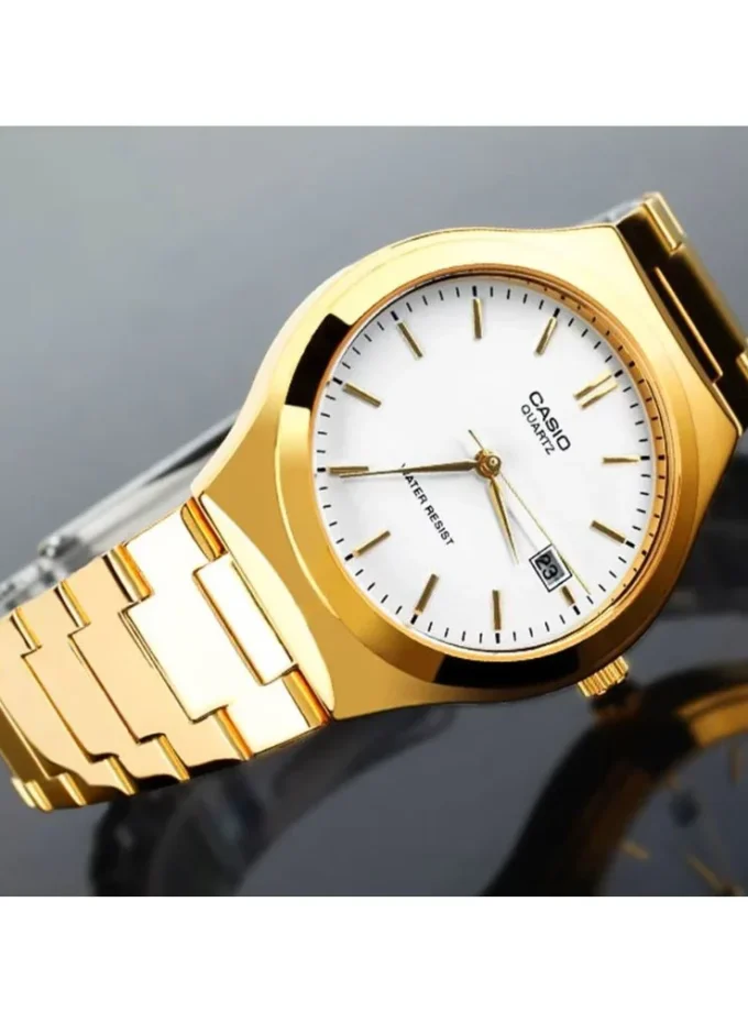 aiwatch_MTP-1170N-7ARDF - Montre Casio Homme - MTP-1170N-7ARDF - Bracelet Dorée En Acier Inoxydable - Affichage analogique - Cadran Blanc - 12 Mois De Garantie