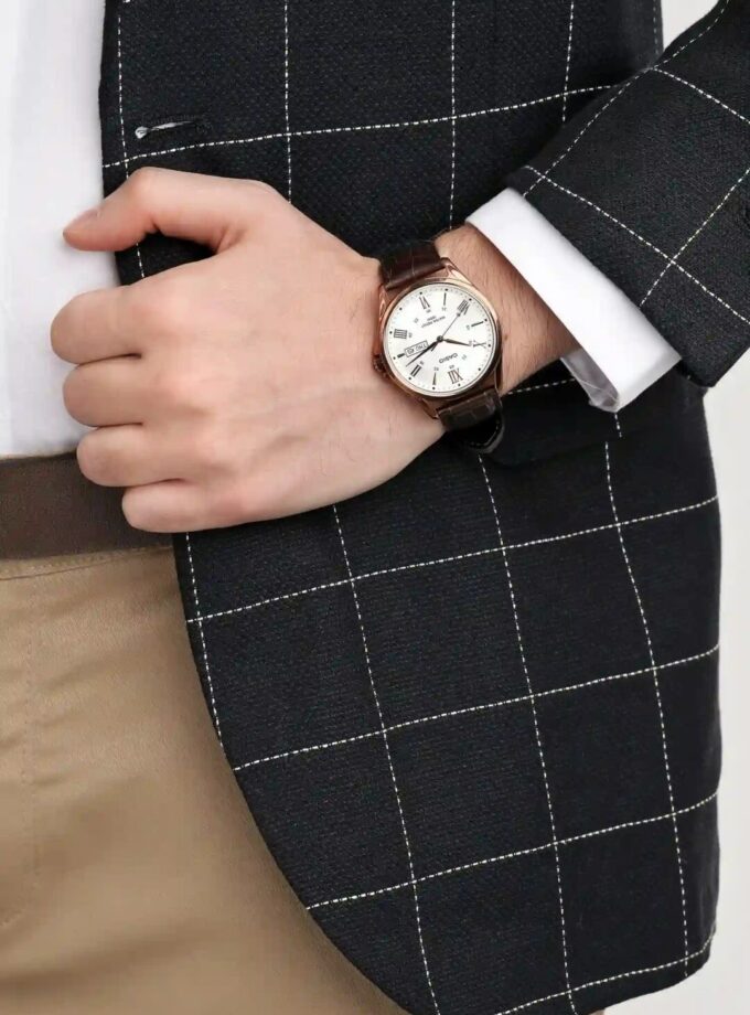 aiwatch_MTP-1384L-7AVDF - Montre Casio Homme - Bracelet Marron En Cuir Véritable - Cadran Blanc - 12 Mois De Garantie - Mtp-1384L-7Avdf