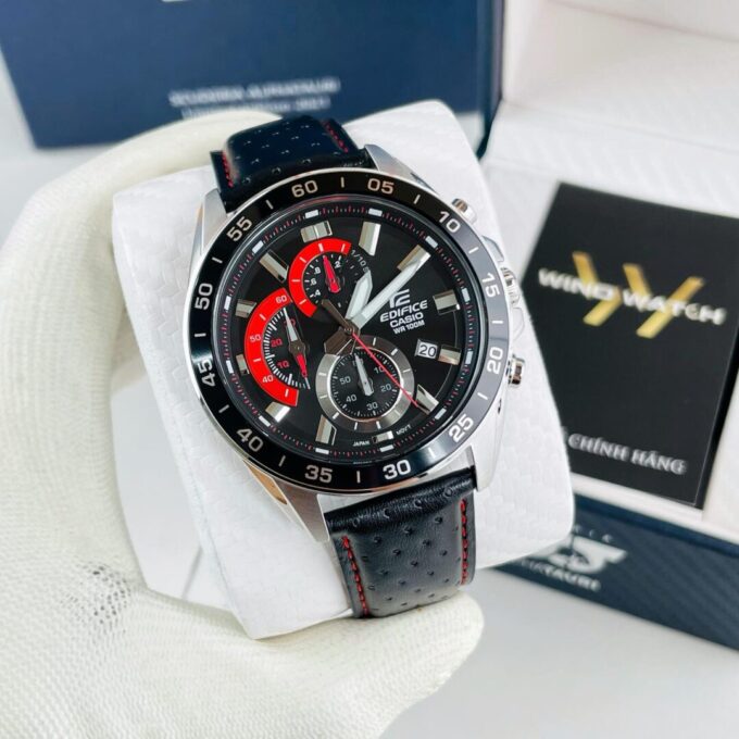 Montre Casio Homme - Bracelet Noir En Cuir Véritable - Résistante À L'Eau - 12 Mois De Garantie - Efv-550L-1Avudf