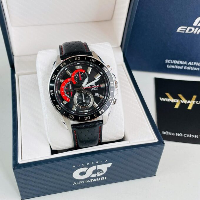 Montre Casio Homme - Bracelet Noir En Cuir Véritable - Résistante À L'Eau - 12 Mois De Garantie - Efv-550L-1Avudf