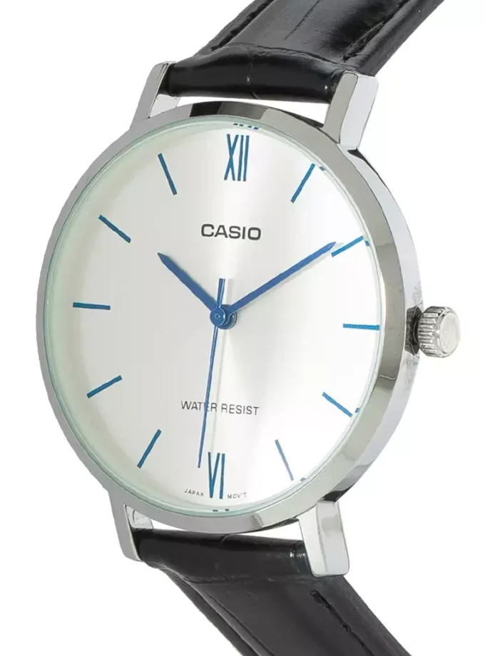 aiwatch_LTP-VT01L-7B1UDF - Montre Casio Femme -  LTP-VT01L-7B1UDF - Bracelet Noir En Cuir Véritable - Cadran Blanc - 12 Mois De Garantie