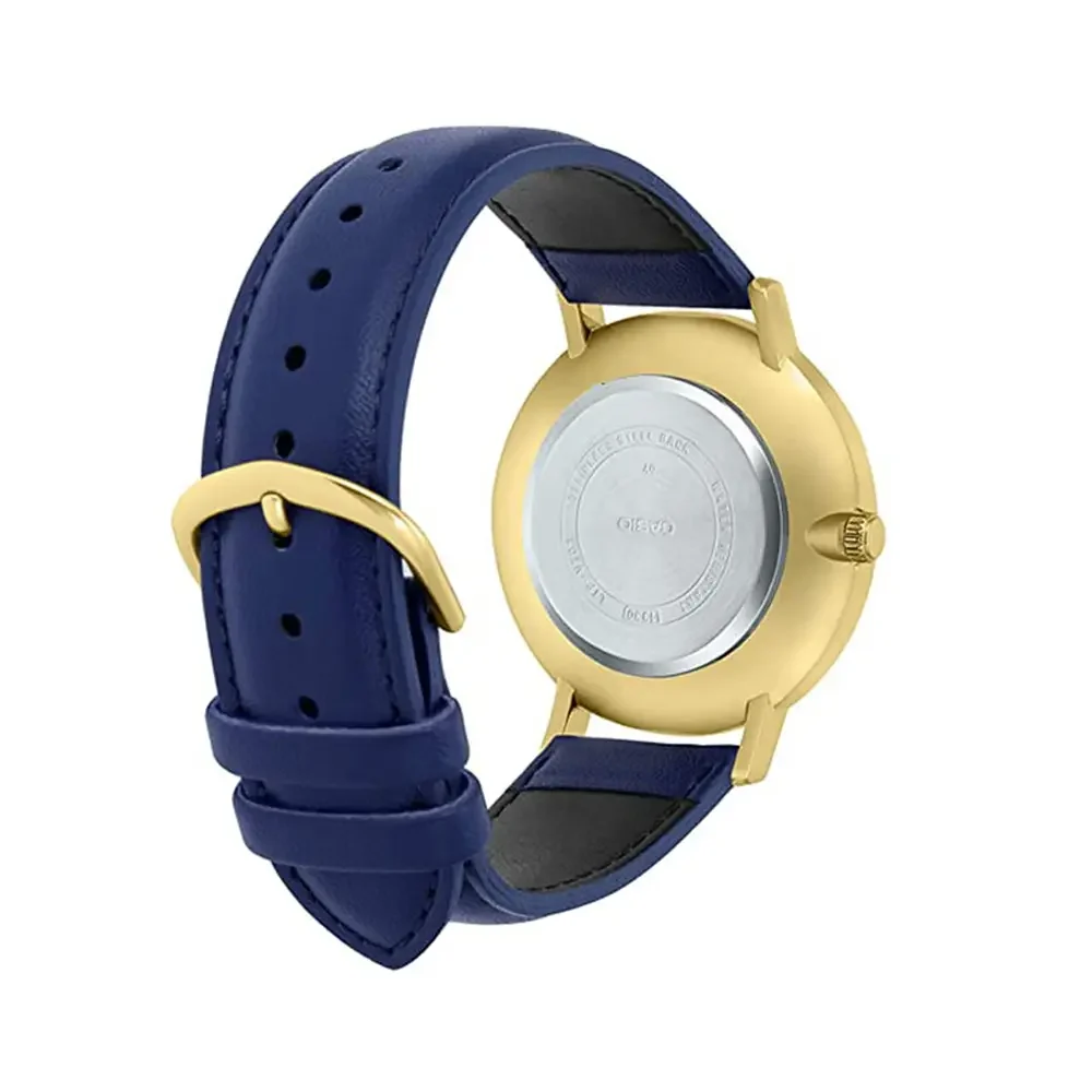 aiwatch_LTP-VT01GL-2BUDF - Montre Casio Femme - LTP-VT01GL-2BUDF - Bracelet Bleu En Cuir Véritable - Résistante À L'Eau - 12 Mois De Garantie