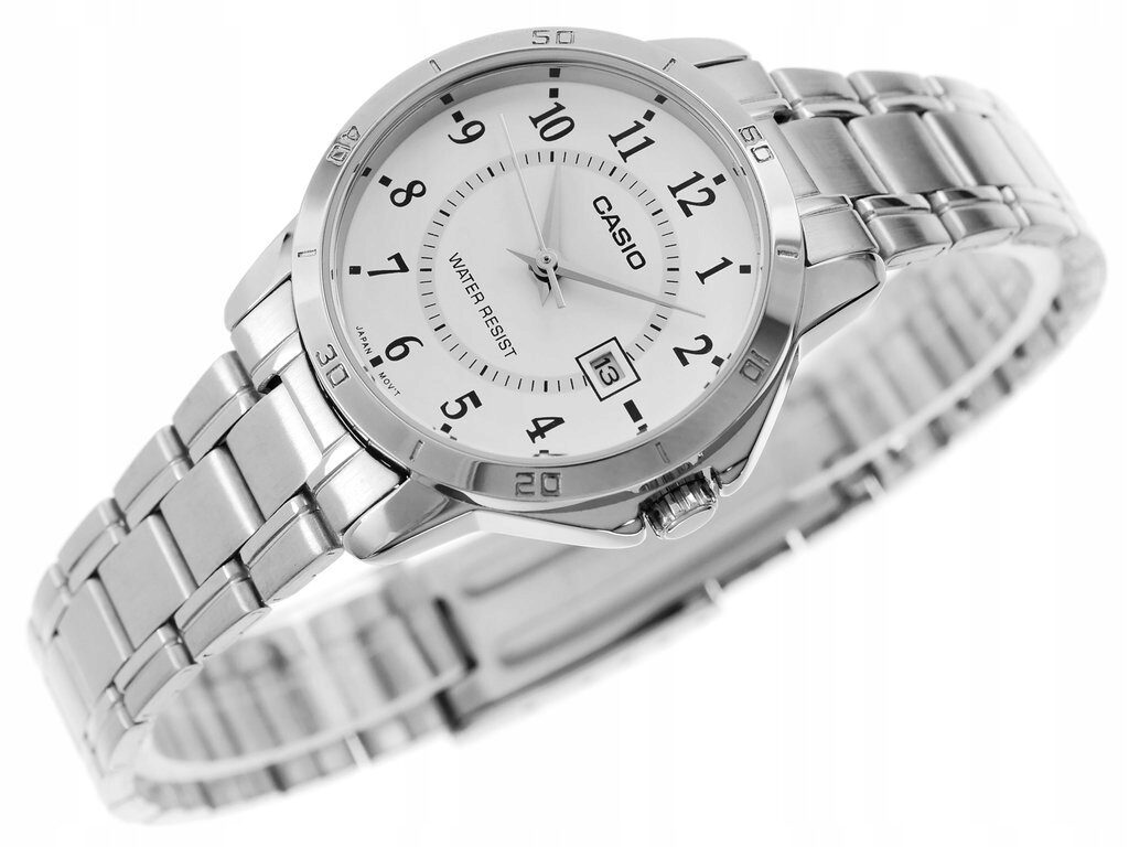 aiwatch_LTP-V004D-7BUDF - Montre Casio Femme - LTP-V004D-7BUDF - Bracelet Gris En Acier Inoxydable - Cadran Blanc - 12 Mois De Garantie